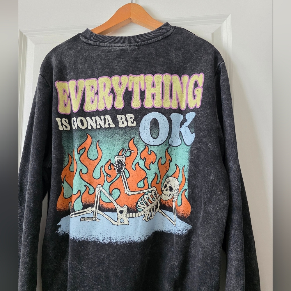 Chemistry Skeleton Everything Is Going To Be OK Graphic Sweatshirt Unisex Size L